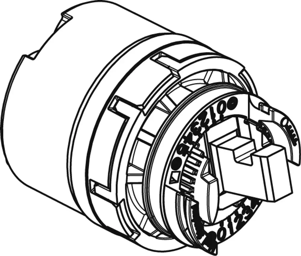 Kartusche von Ideal Standard, mit Klickmechanismus, ideal für die Nutzung in Sanitäranlagen, abgebildete Form zeigt die Steckvorrichtung und Anschlussdetails.